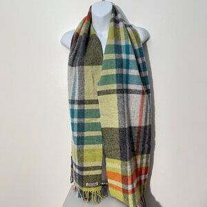 Foxford Multicolor Plaid Wool Scarf 100% Lambswool Made In Ireland‎